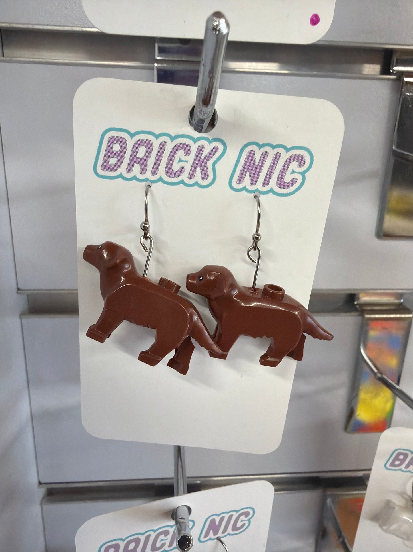 Lego® Earrings - Red Brown Lab
