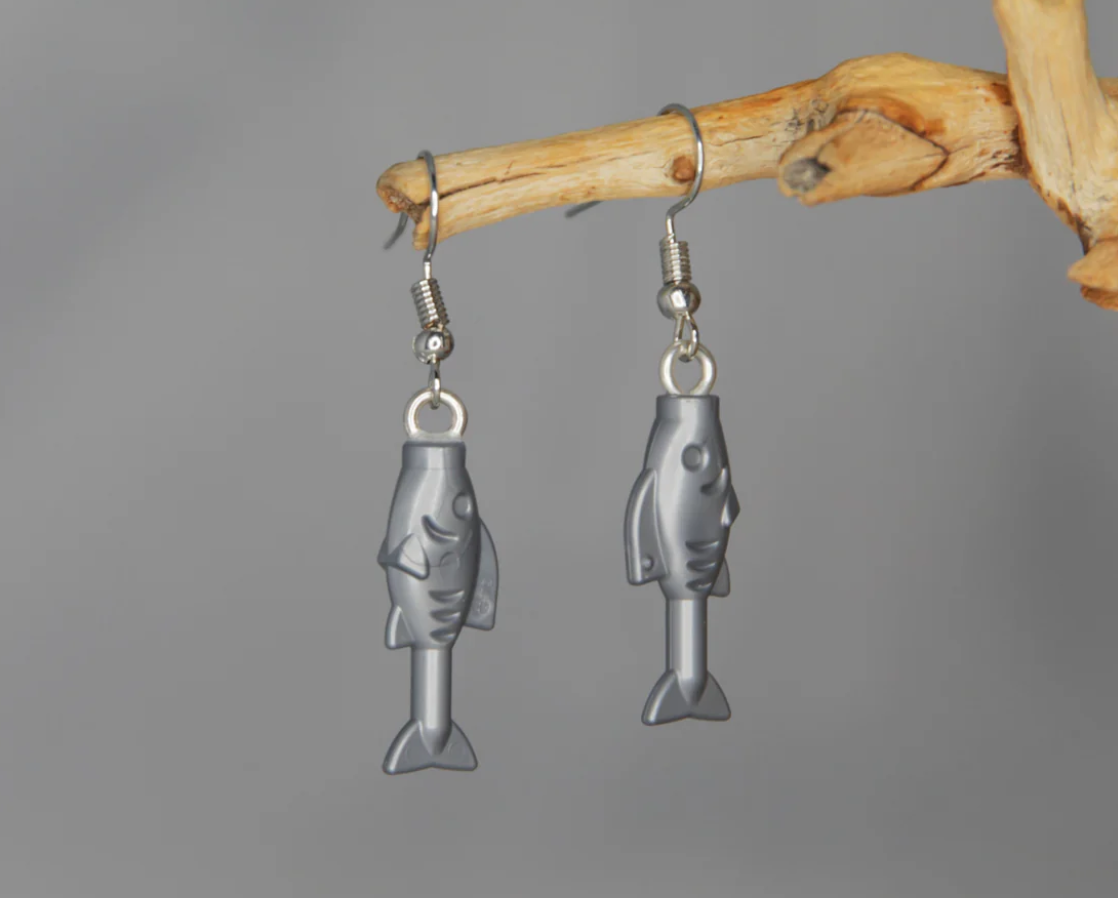 Lego® Earrings - Silver Fish