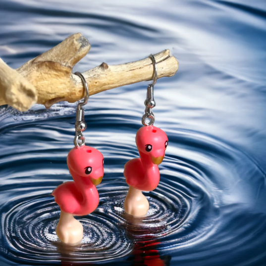 Lego® Earrings - Coral Flamingo