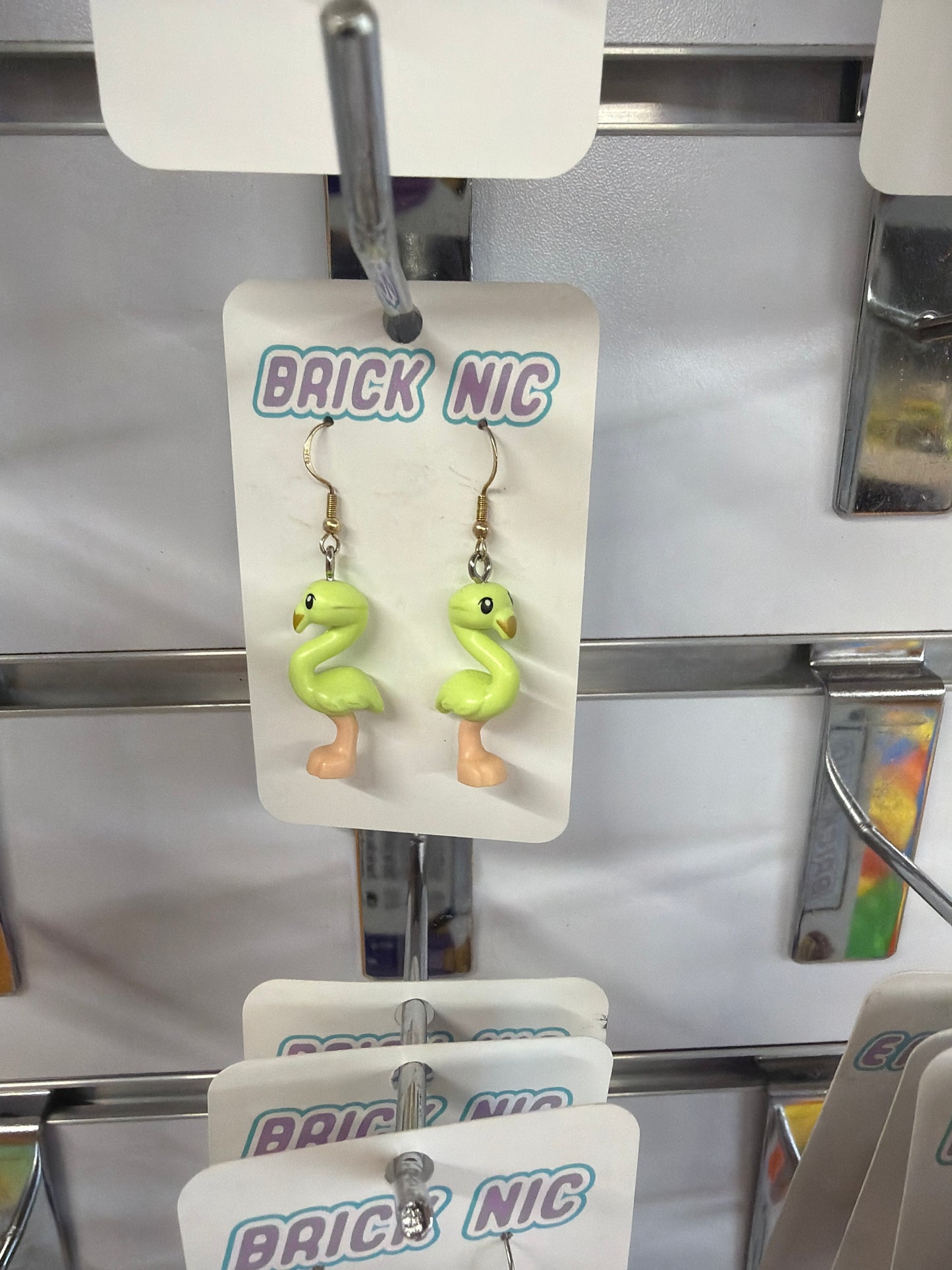 Lego® Earrings - Green Flamingo